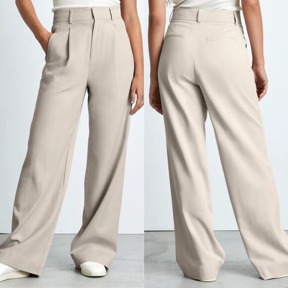 Everlane Way High Drape Pant Wide Leg Hi-Rise Sandstone Women 8S Inseam 29 NWT - Picture 2 of 13
